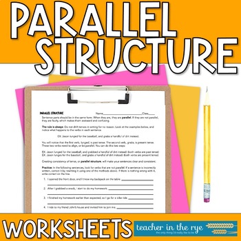 Parallelism Or Parallel Structure Practice Worksheet With Rules