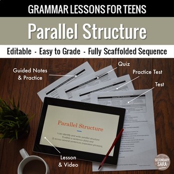 Preview of Parallel Structure Unit: Grammar Lesson, Quiz, Test, & More