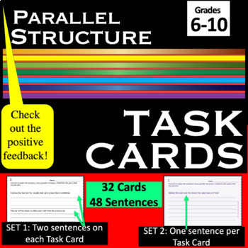 Preview of Parallel Structure Task Cards (and Worksheets)