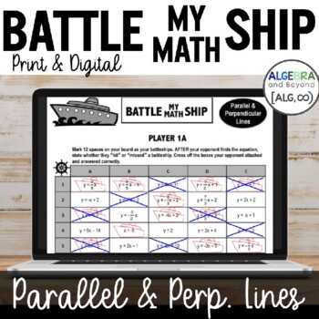 Preview of Parallel and Perpendicular Lines | Battle My Math Ship | Print and Digital