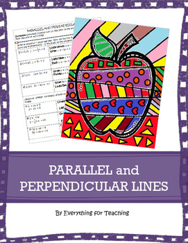Preview of Parallel and Perpendicular Lines: Coloring Activity