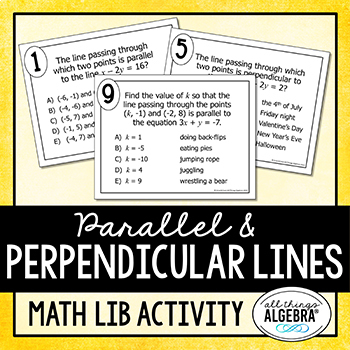 Preview of Parallel and Perpendicular Lines | Math Lib Activity