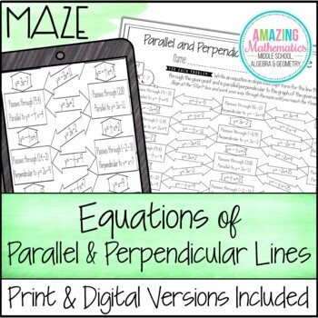 Preview of Writing Equations of Parallel and Perpendicular Lines Worksheet - Maze Activity