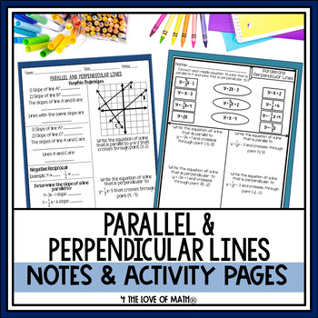 Preview of Parallel and Perpendicular Lines Guided Notes and Activity Pages No Prep Lesson