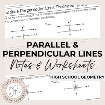 Preview of Parallel and Perpendicular Lines Theorems Notes & Worksheets