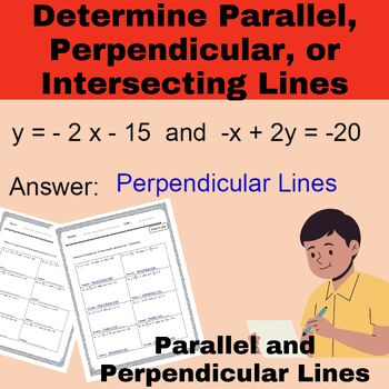 Preview of Parallel and Perpendicular Lines Worksheets | two line equations |Standard Form