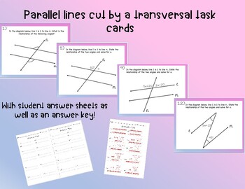 Preview of Parallel lines cut by a transversal task cards