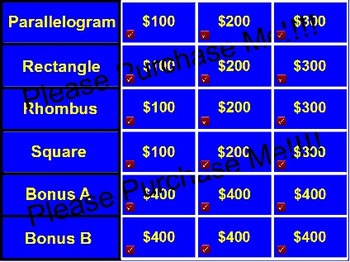 Preview of Parallelogram Jeopardy