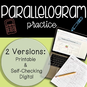 Preview of Parallelogram Practice (Self-Checking Digital and Printable Versions)