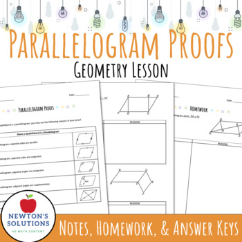 Preview of Parallelogram Proofs Lesson and Homework