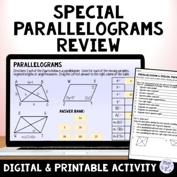 Preview of Parallelogram & Special Parallelograms Review Activity