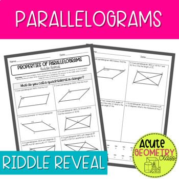 Parallelograms Worksheet – Self Checking Riddle