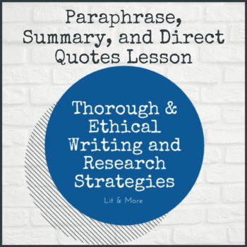 Preview of Paraphrase, Summary, and Direct Quotes Lesson