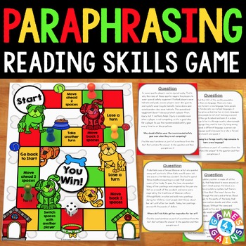 Preview of Paraphrasing Activity: Paraphrasing Text Reading Game