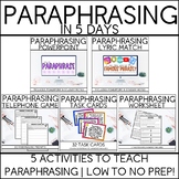 Paraphrasing Bundle [5 Unique Activities | No Prep | Print & Go!]