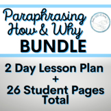 Paraphrasing How & Why BUNDLE 2 Day Lesson Plan with Games