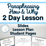 Paraphrasing How and Why Lesson with Slides Games and Worksheets