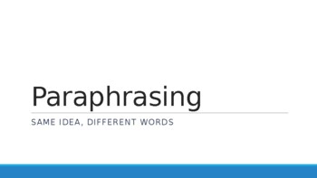 Preview of Paraphrasing Intro PPT (ELL-Friendly)