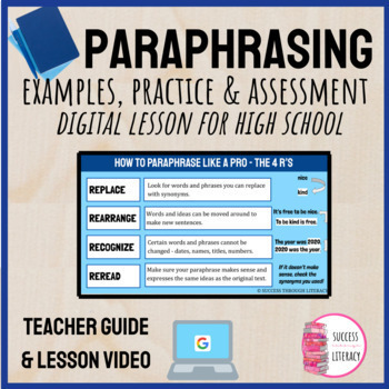 Preview of Paraphrasing Lesson & Activity for High School Writing Skills