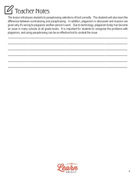 paraphrasing lesson plan pdf