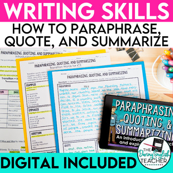 Preview of Paraphrasing, Quoting, & Summarizing: Informative Writing Skills PRINT + DIGITAL