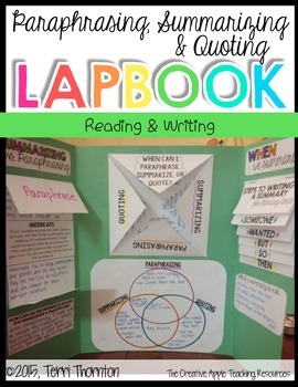 Preview of Paraphrasing, Summarizing and Quoting Lapbook