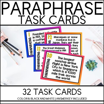Preview of Paraphrasing Task Cards