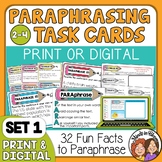 Paraphrasing Task Cards Beginner Set for Grades 2-4