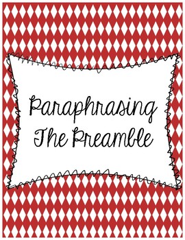 Preview of Preamble Paraphrasing Worksheet
