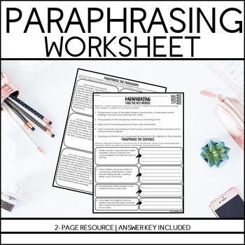 paraphrasing worksheets for middle school