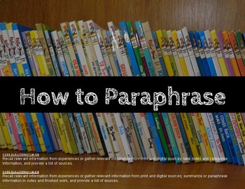 Preview of How to paraphrase: Step by step plus activities including task cards!