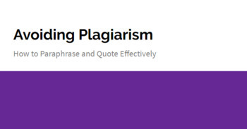 Preview of Paraphrasing and Avoiding Plagiarism Lesson