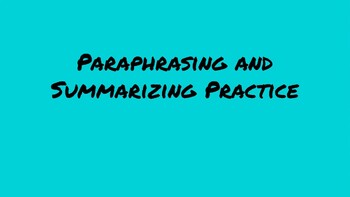Preview of Paraphrasing and Summarizing Practice Lesson with Answer Key
