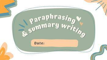 Preview of Paraphrasing and Summary Writing - A Unit