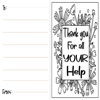 Paraprofessional Appreciation Day - Printable Thank You Cards Coloring ...