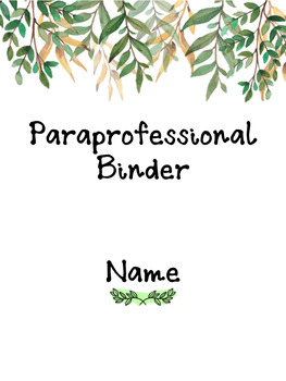 Preview of Paraprofessional Binder