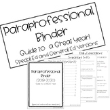Paraprofessional Binder - General Ed and Special Ed Versions
