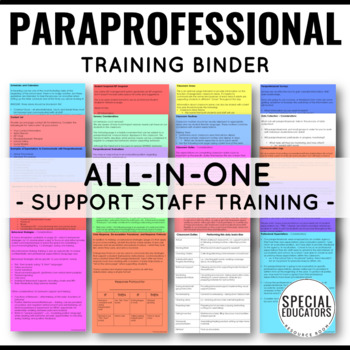 Preview of Paraprofessional Binder Training Expectations for Special Ed EDITABLE Handbook