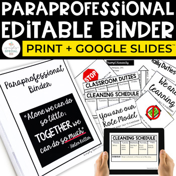 Preview of Paraprofessional Binder for the Special Education Classroom | Para Binder