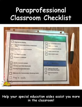 Preview of Paraprofessional/ Classroom Checklist