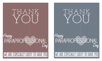 Preview of Paraprofessional Day Thank You Cards