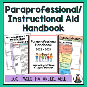 Preview of Paraprofessional Handbook - A Comprehensive Guide (Editable)