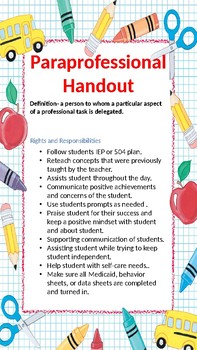 Preview of Paraprofessional Handout