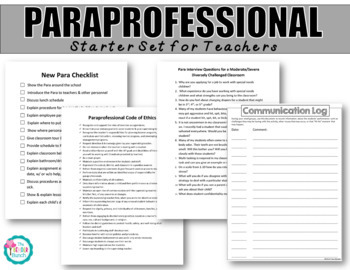 Preview of Paraprofessional Documents, Forms, & Checklists for Teachers {Freebie}