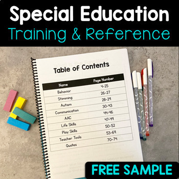 Preview of Paraprofessional Binder FREE SAMPLE Special Education Training Guide