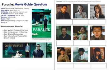 Preview of Parasite Movie Guide Questions in ENGLISH | Korean Academy Award Winning Film