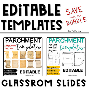 Preview of Parchment templates BUNDLE for GOOGLE Slides™ Add your own text & images
