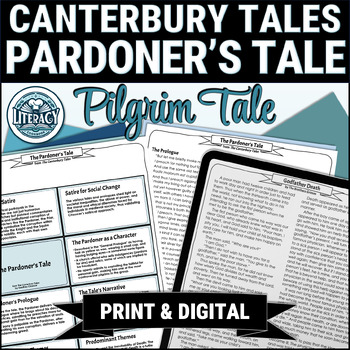 Preview of Pardoner's Tale - Canterbury Tales - Editable - Print & Digital - Medieval
