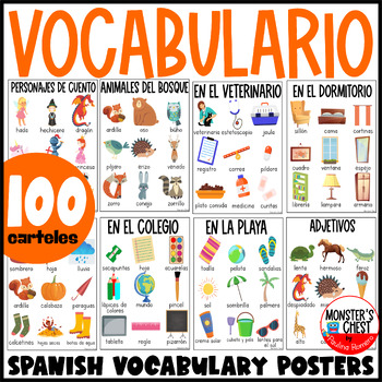 Preview of Spanish Word Wall Vocabulary Poster Spanish Writing Center Escritura Vocabulario