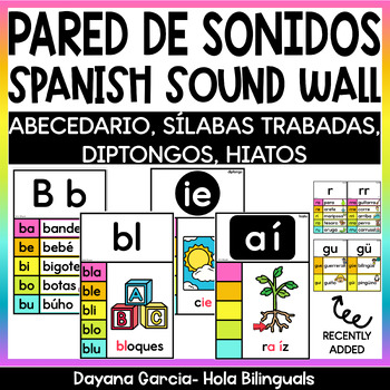 Preview of Pared de Sonidos| Sound wall Spanish| sílabas, trabadas, diptongos, hiatos